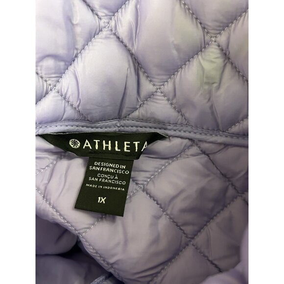 Athleta Women’s 1X Whisper Featherless Quilted Puffer Jacket Light Purple - Picture 13 of 16